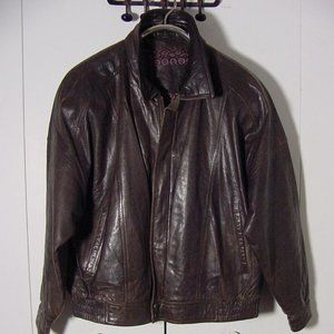 Vtg 80's Midwest International Brown Leather Zip Lined Jacket Sz 2XL